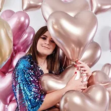 

10pcs 10 inch Metal Chrome Pearl Heart Latex Balloons Thick Metallic Inflatable Air Balls Wedding Valentines Day Party Decor