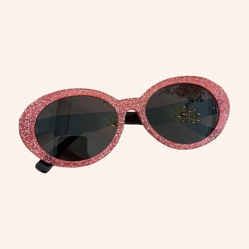 

Shiny Frame Shades Sunglasses Women Oval Brand Designer Festival Sun Glasses Vintage Cateye Cool Sun Glasses Female Oculos
