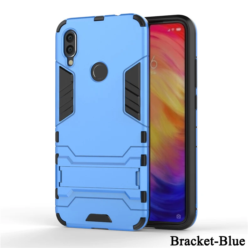 Bracket Blue Чехол-Броня с кольцом для Xiao mi Red mi Note 8 7 6 K20 Pro 5 Plus 7A mi 8 SE mi 9 9T A1 A2 A3 Lite CC9E mi x 2s Max 3 Pocophone F1 - Цвет: Bracket Blue