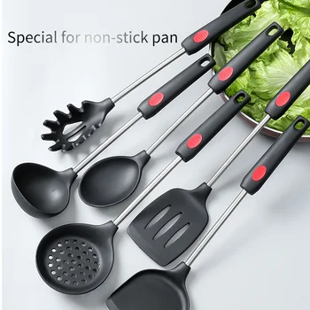 

Silicone Kitchen Tools Set Cooking Tools Utensils Set Spatula Shovel Soup Spoon with Wooden Handle Special Heat-resistant Design