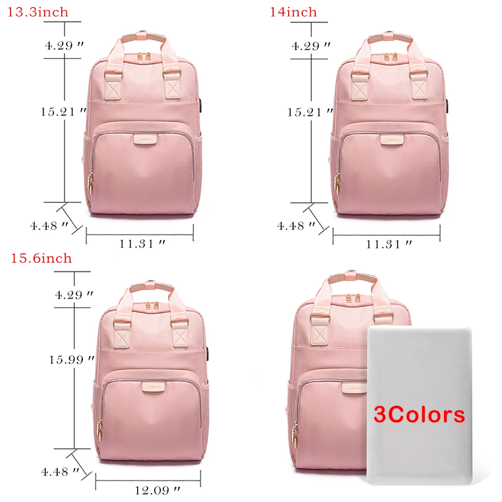 Laamei водонепроницаемый розовый рюкзак для ноутбука, женский модный рюкзак для девочек 13-15,6 дюймов, рюкзак для женщин и мужчин, ткань Оксфорд, черный, розовый