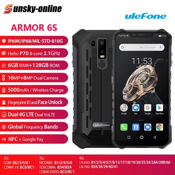 

Ulefone Armor 6S IP68 Waterproof Rugged Smartphone 6GB+128GB 6.2"16MP+8MP 5000mhA Face ID Wireless Charge Global MobilePhone
