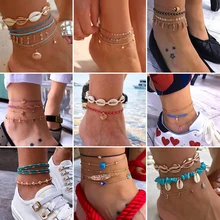 Женский браслет на ногу в стиле панк, подвеска в виде пчелы с кристаллами, кожаный плетеный браслет с золотым ремешком, набор женских креативных пляжных ювелирных аксессуаров