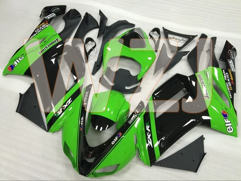 636 Zx-6r 07 Abs обтекателя Zx6r 2007 цвета: зеленый, черный Обтекатели для Кавасаки Zx6r 2007-2008 Кузов