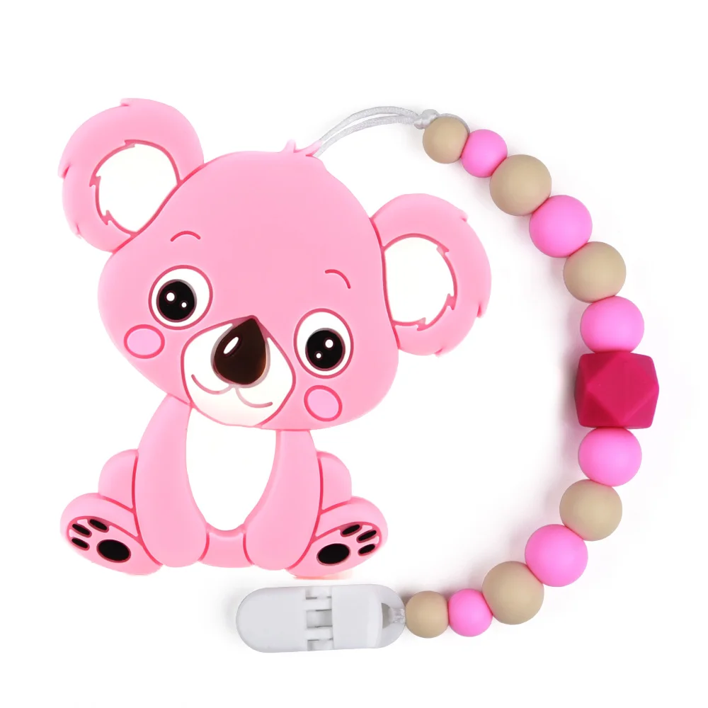 

1pc Baby Teether Pacifier Chain For Newborn Teething Toys Gift Koala cartoon Shape Food Grade Silicone Teether BPA Free