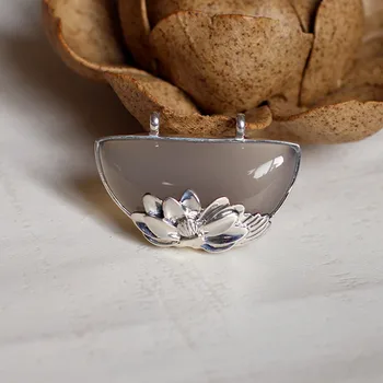 

Personal silver S925 silver wholesale fashion white jade pulp women's Pendant cross border manufacturer direct sales