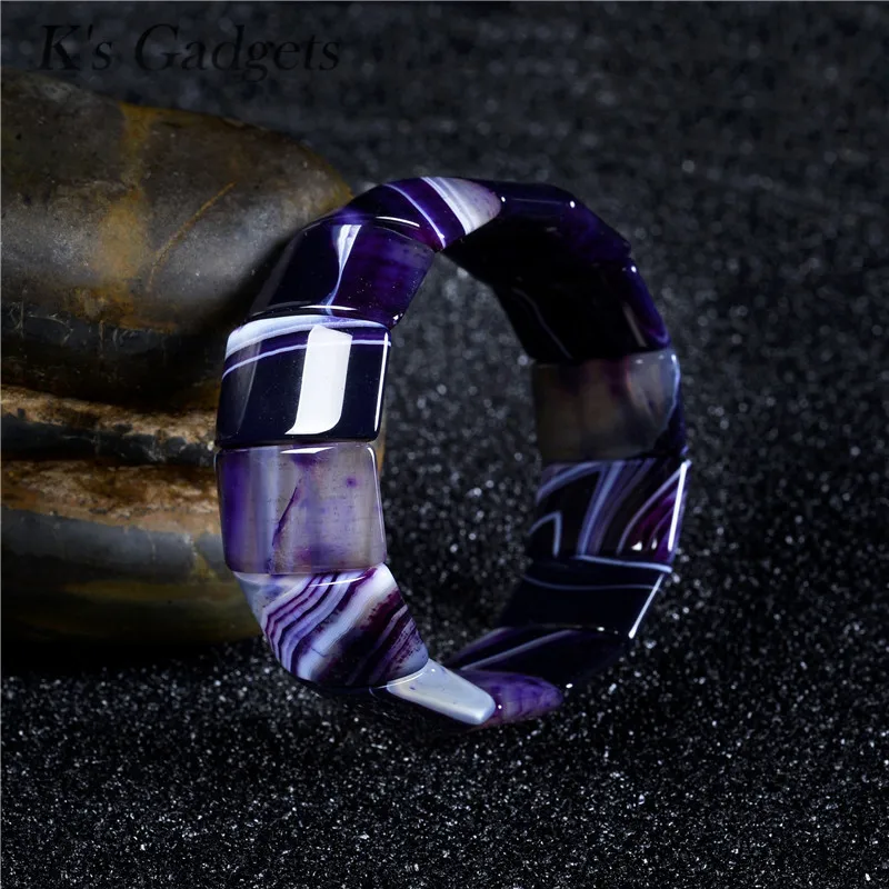 Amethyst stone K's Gadgets, модная богемная накидка, браслет в синюю полоску, Агаты, Квадратные браслеты из натурального камня для женщин, ювелирные изделия из чакры - Окраска металла: Amethyst stone