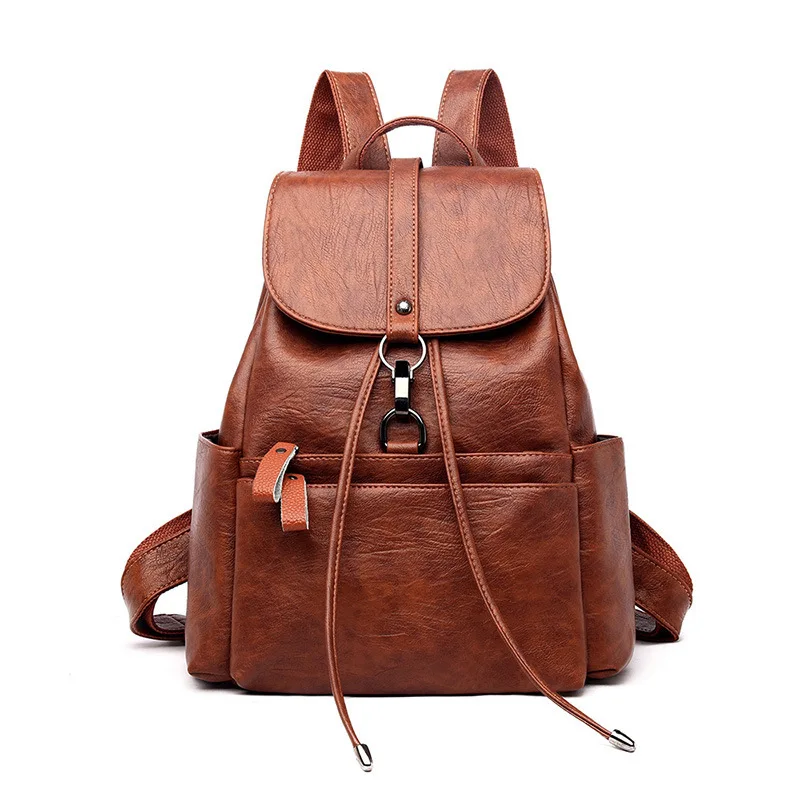 

Both Shoulders Package Woman 2019 Tide Concise Leisure Time Travel Backpack all match Soft Leather Guard