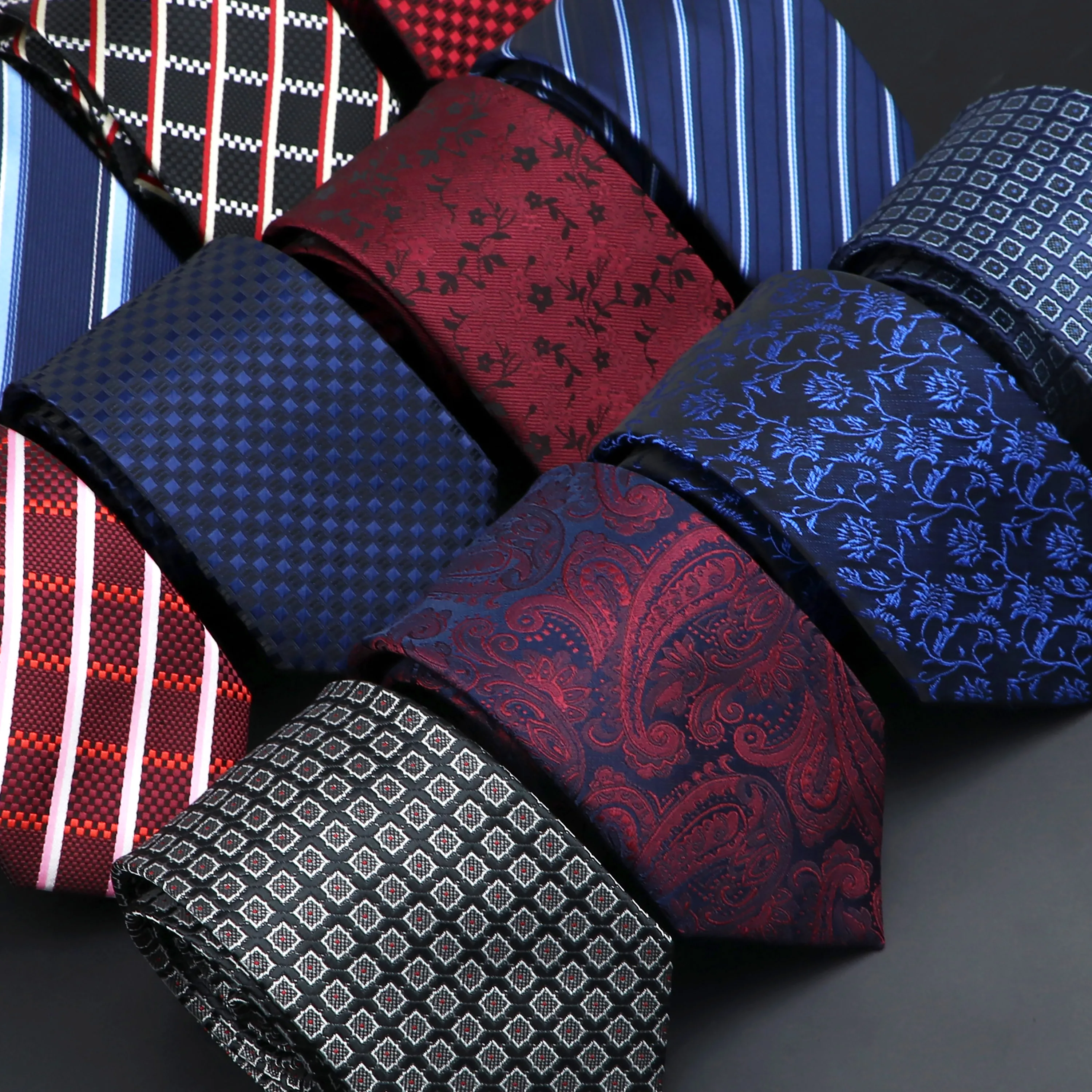 Krawatte Für Männer Jacquard Striped Plaid Paisley Blau Rot Krawatte Polyester Männlichen Schmale Krawatte Dünne Smoking Anzug Hemd Zubehör Geschenk