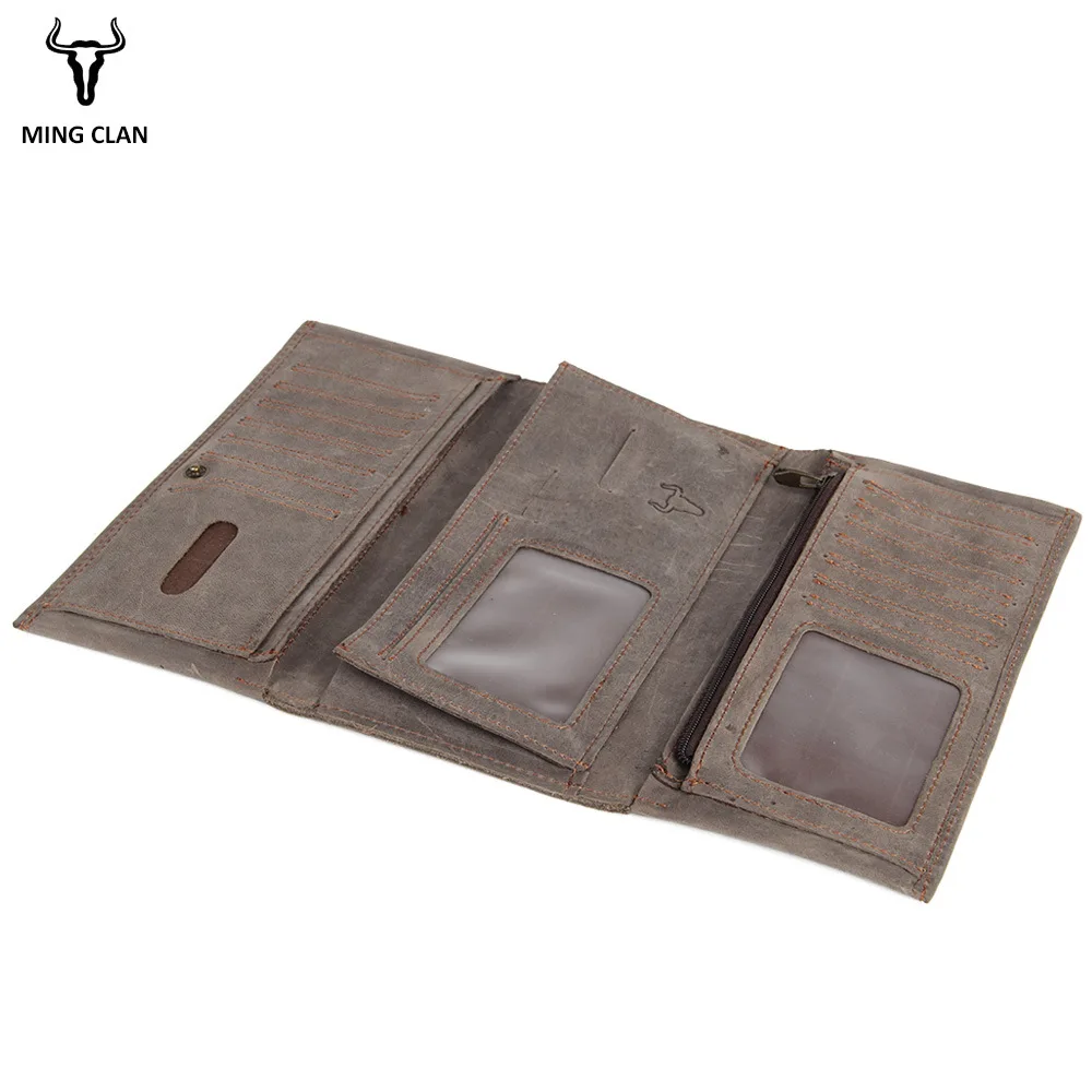 

2019 New Style Genuine Leather Three-fold Wallet Full-grain Leather Horse Leather Men Long RFID Wallet Wallet
