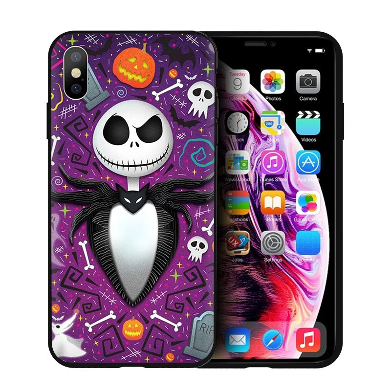 EWAU для тыквы хэллоуин силиконовый чехол для телефона iPhone 5 5S SE 6 6s 7 8 plus X XR XS Max - Цвет: B10