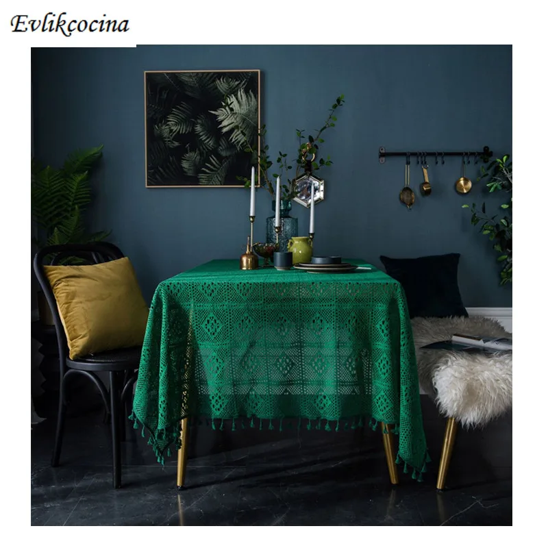 Темно-зеленые кружева скатерть на домашний стол Мантел де меса многофункциональная набивная ткань напэ центрини модерани