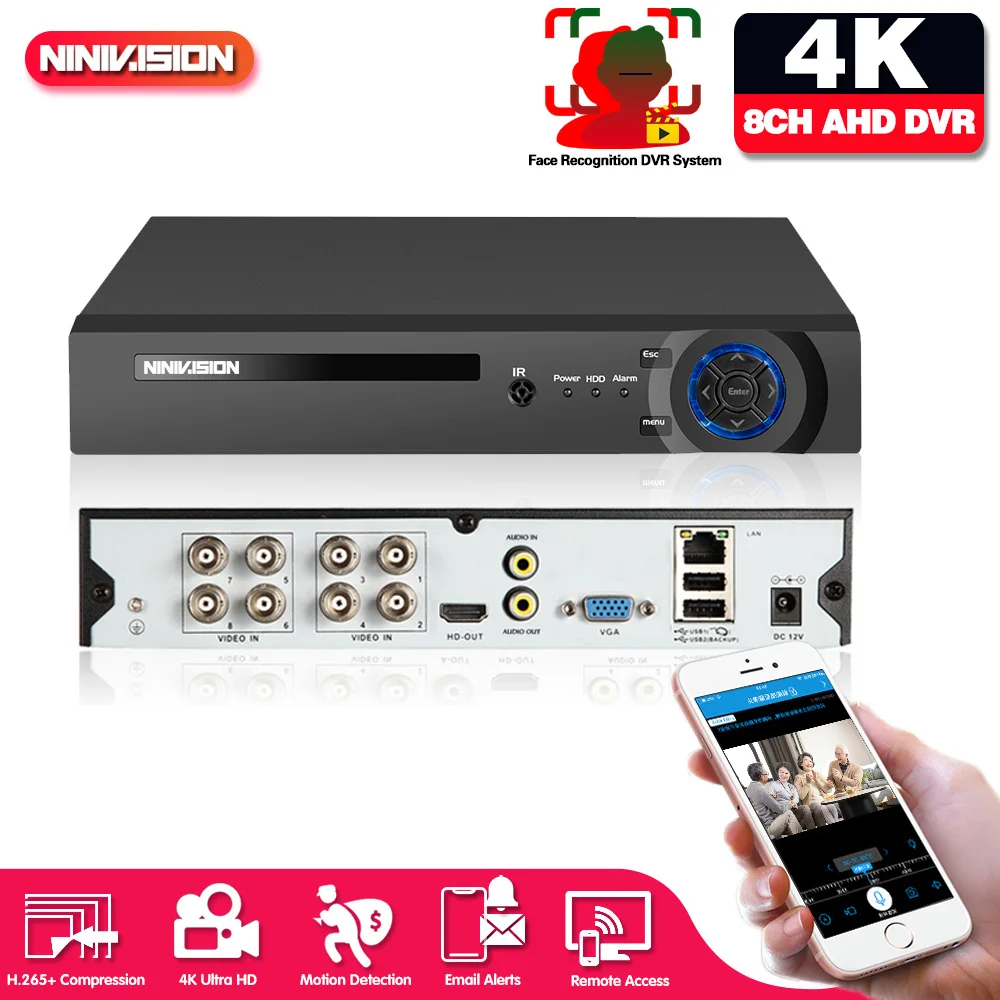 4K DVR 16CH 8CH 4CH CCTV Recorder Support 8MP 5MP AHD TVI CVI IP Camera Face Detection P2P Cloud Video Surveillance DVR Recorder