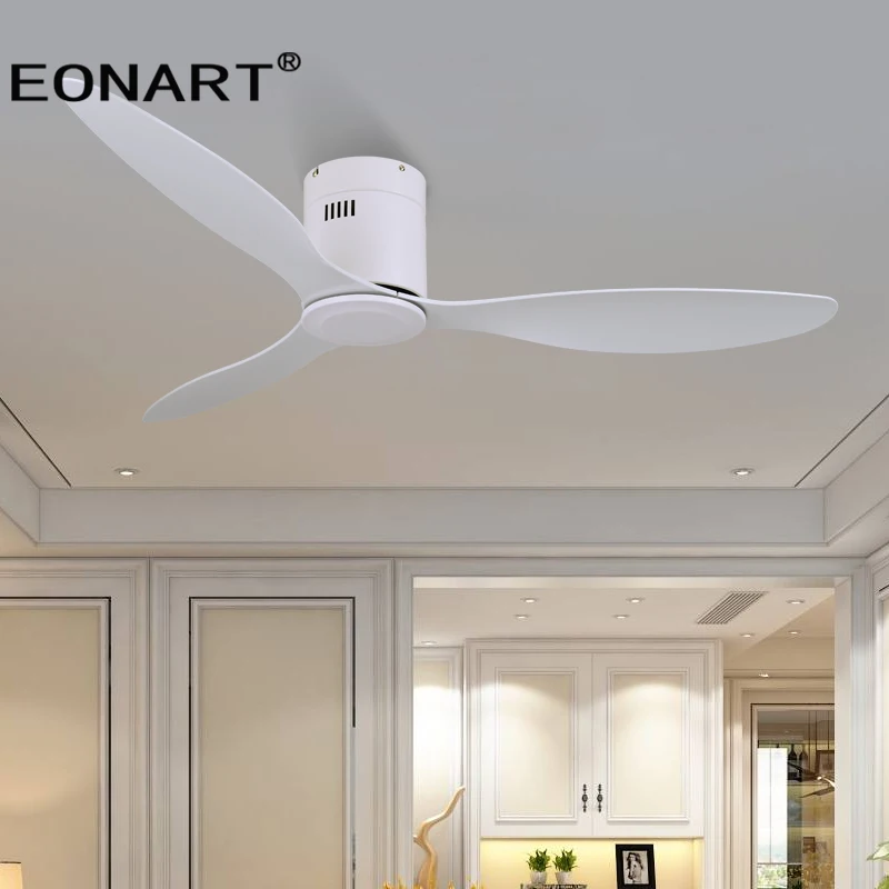 52 Inch Modern Fashion Decorative Without Light DC Ceiling Fan With Remote Control White ABS Ceiling Fans with light  ventilador