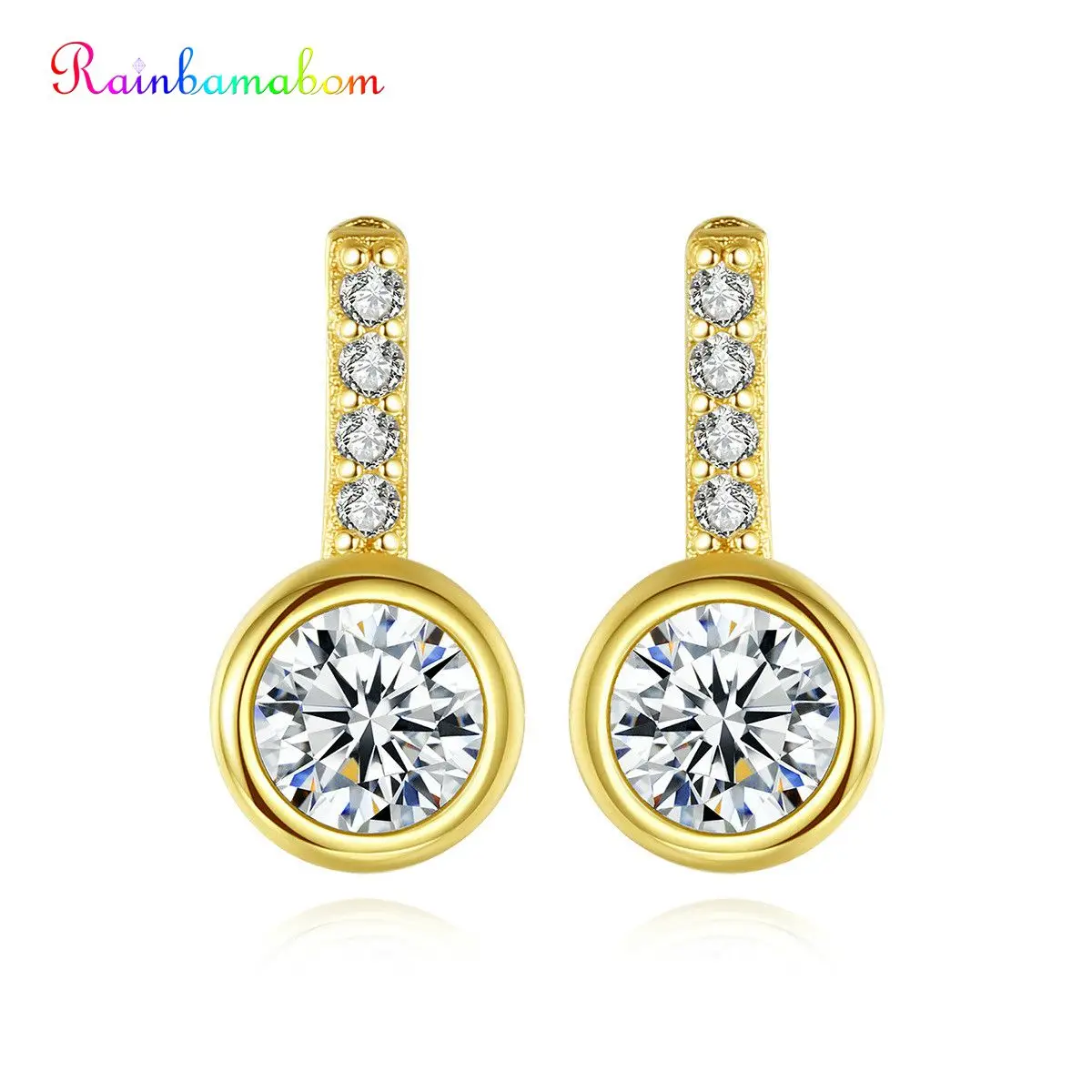 Rainbamabom 925 цельное Стерлинговое Серебро созданное Moissanite драгоценный камень серьги