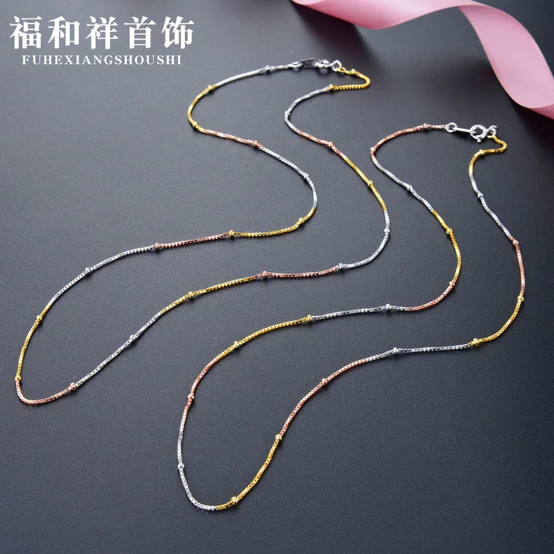 

08 Box Aberdeen Bag 1.8 Belt Buckle Beads 1: 1s925 Sterling Silver Necklace Women's Choker Accessories