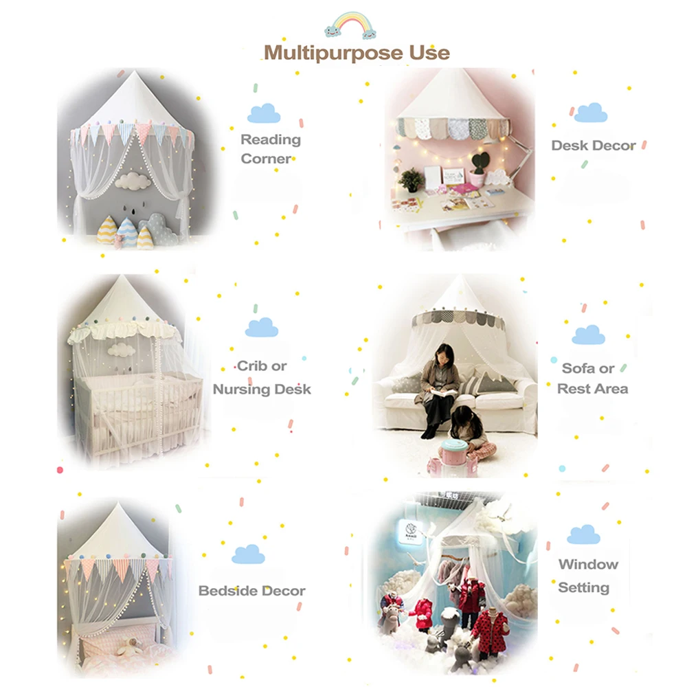 Children Play House Castle Kid Teepee Tents Cotton Foldable Tent Canopy Bed Curtain Baby Crib Netting Girls Boy Room Decoration 4