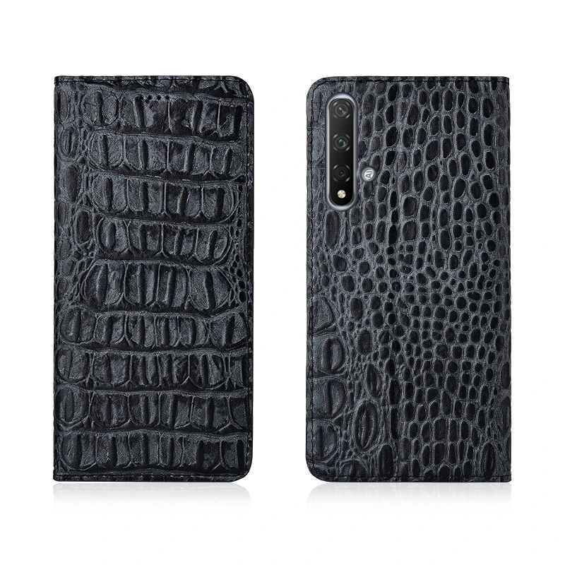 

Crocodile Back Pattern Genuine Real Leather Magnetic Flip Phone Bag For Huawei Honor 20S/Huawei Honor 20 Phone Case Coque Funda