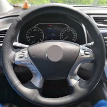 Free Shipping High Quality cowhide Top Layer Leather handmade Sewing Steering wheel covers protect For Nissan MURANO