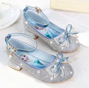 

Kids Casual Shoes Girls Wedding Dress Shoes Children Princess Shoes Bowtie Blue Leather Shoes For Girls Casual Shoes Flat