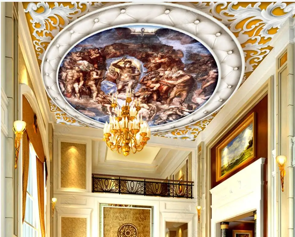

3d ceiling murals wallpaper custom photo Large European-style character classical pattern murals wallpaper in the living room
