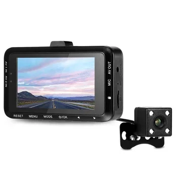 

Front And Rear Waterproof DV168 G-sensor Loop Record LCD Mini Motorcycle Driving Recorder Dual Cameras 130° Wide Angle