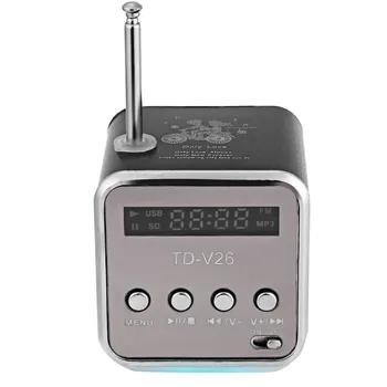 

Portable TD-V26 LCD Digital FM Radio Speaker Mini FM Radio Receiver With Stereo Loudspeaker Support TF Card U Disk LN