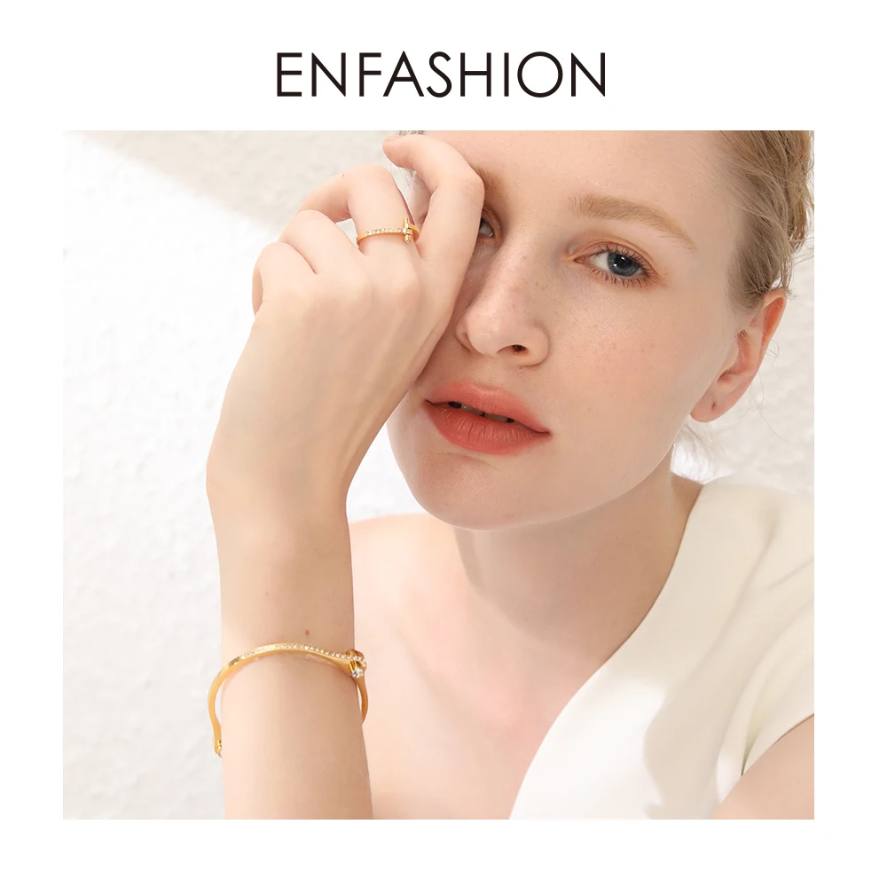 ENFASHION милые браслеты со стразами на запястье золотого цвета из нержавеющей стали женские браслеты для женщин модные ювелирные изделия подарки для друзей B192042