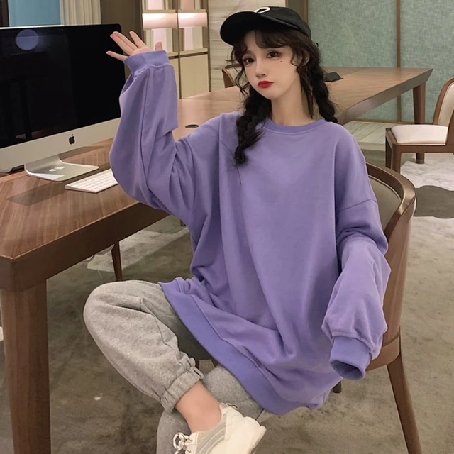 Hoodies Women Aesthetic Oversized Hoodie Autumn 2020 Woman Fashion Gray  Sweatshirt Loose Korean Purple Tops Sweatshirt - Hoodies & Sweatshirts -  AliExpress