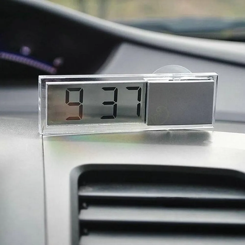 Car Electronic Clock Mini Transparent LCD Display Digital with Sucker Glass Car Ornaments Car Electronic Clock Mini Transparent LCD Display Digital with Sucker Glass Car Ornaments