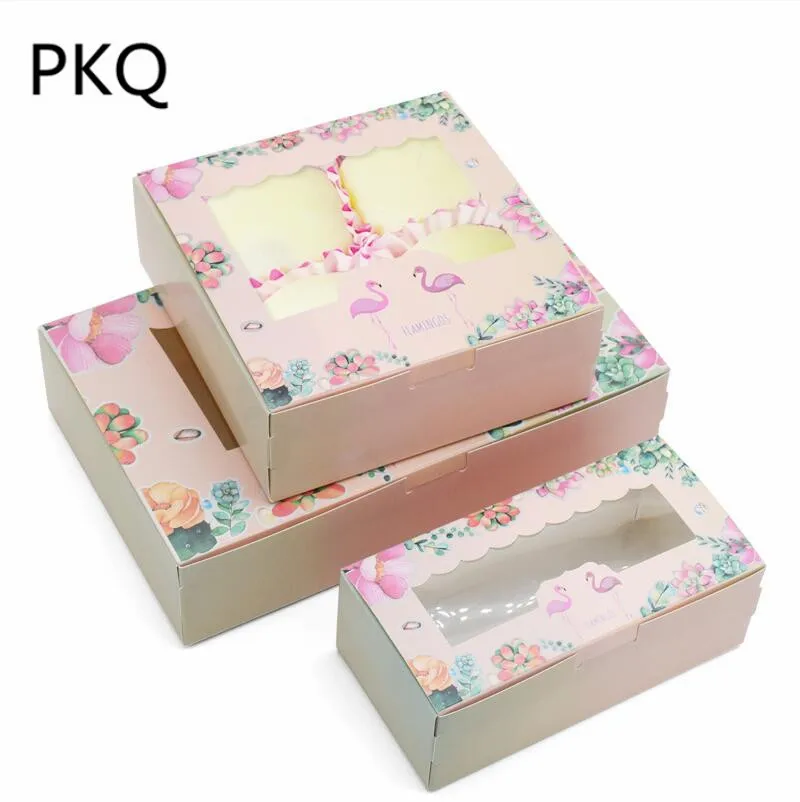 

15pcs Kraft Paper Gift Box Flamingo Cake Packaging Candy Cookies Cupcake Boxes Birthday Wedding Party Christmas Favor Baking Box