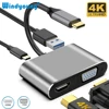 USB C Hub 4 in 1 Type C 3.0 Adapter to 4K HDMI HDTV VGA USB 3.0 PD Fast Charge Splitter for MacBook Notebook Laptop Computer PC 1
