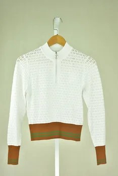 

18 Spell Color Grain Hollow Out Slim Fit Knitting Top 81049