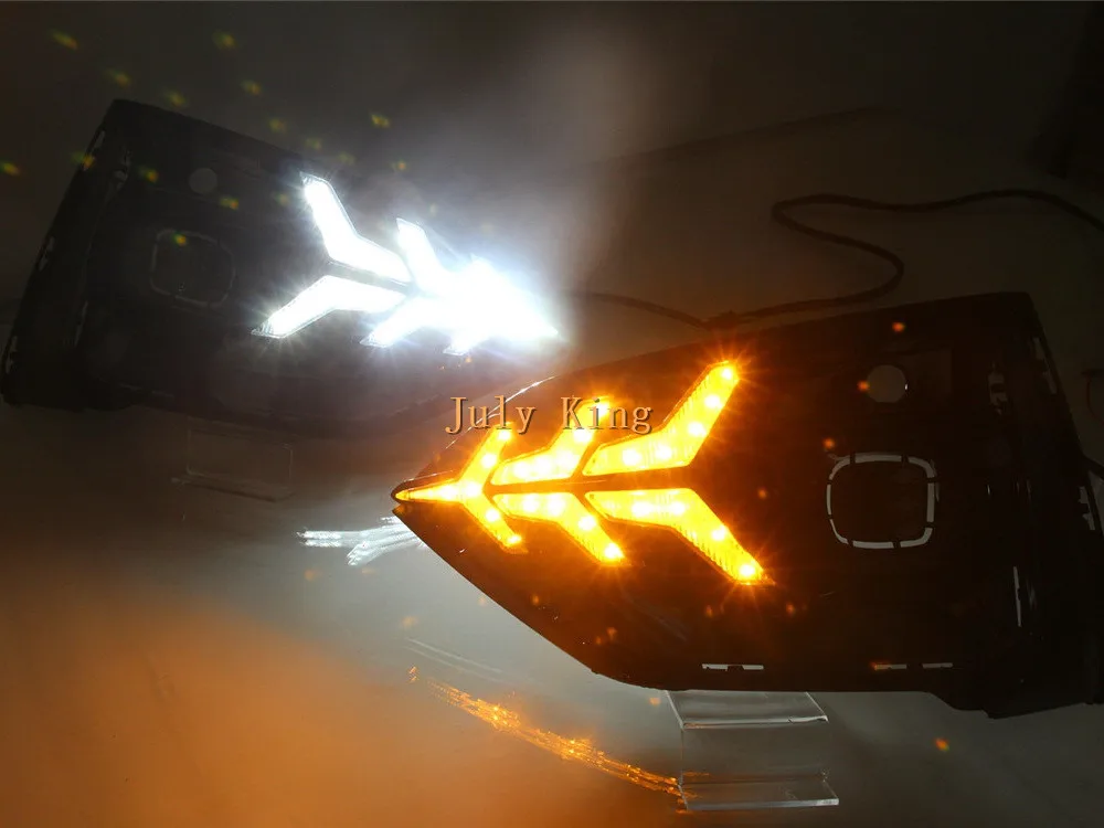 July King светодиодный дневные ходовые огни чехол для Ford Focus ST Line Active+, СВЕТОДИОДНЫЙ DRL+ желтый стример указатели поворота