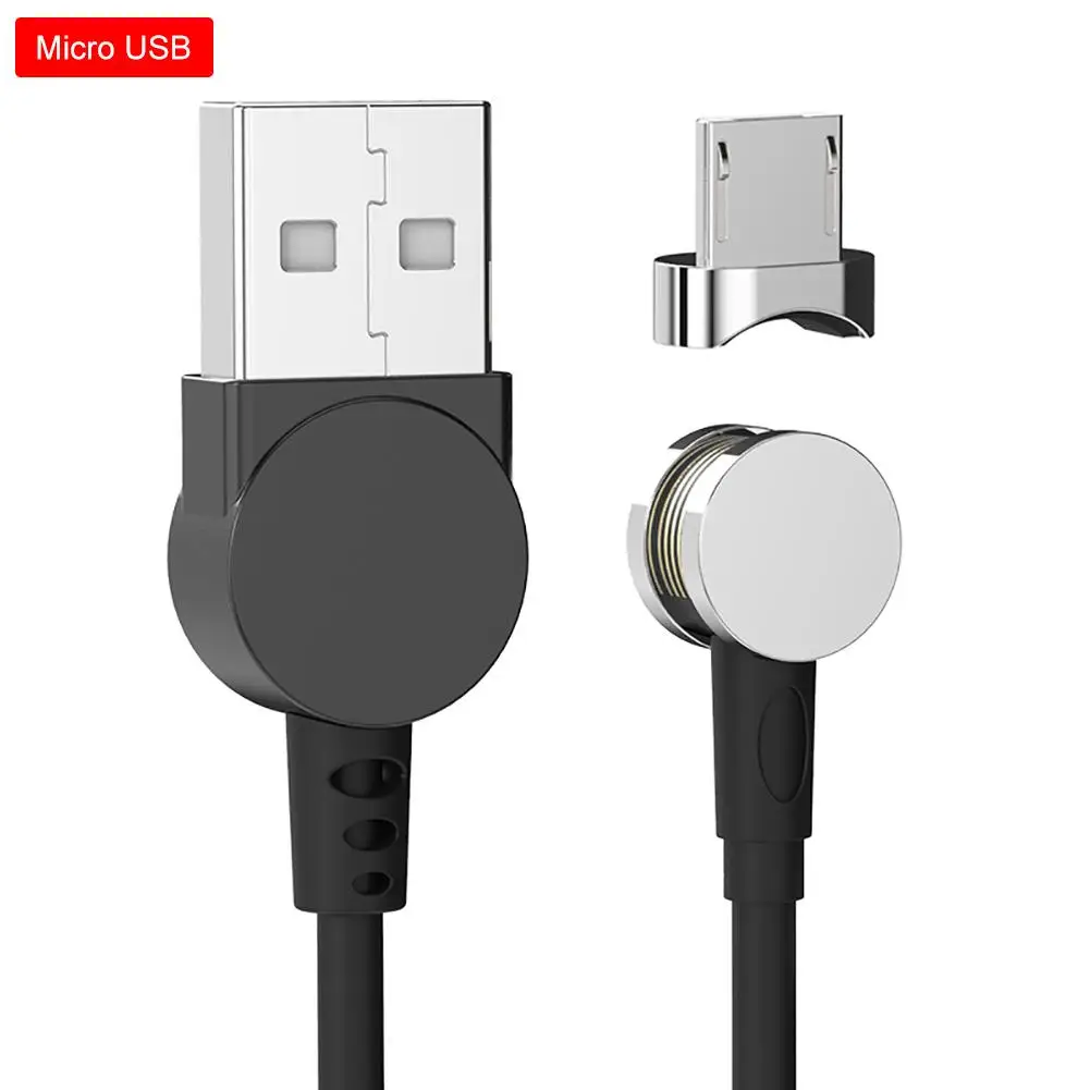 2.4A быстрое зарядное устройство 3,0 Магнитный зарядный кабель Micro USB и type C 3 в 1 180 градусов под прямым углом 1 м Магнитный кабель передачи данных - Цвет: Micro USB With line