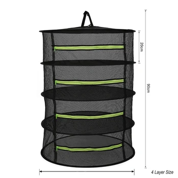 

1pc Collapsible Garden Plants Hanging Drying Net Mesh Storage Organizer Net Shelf Drying Rack For Plant Garden 60cm 4 Layers
