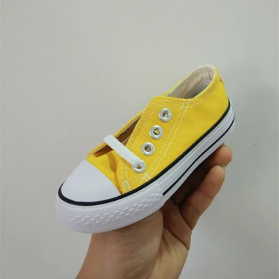 Yellow low top Простая парусиновая обувь; Новинка года; сезон весна-осень; дышащая детская повседневная обувь; классические детские кроссовки; спортивная обувь для мальчиков и девочек - Цвет: Yellow low top