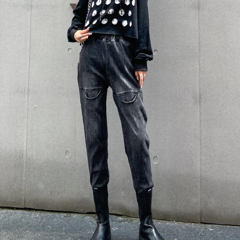 

XUXI High Waist Jeans Women Autumn 2020 New Casual Nine-point Straight Loose Vintage Harlan Pants Slimming All-match FZ3091