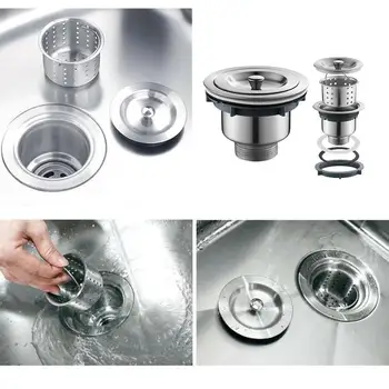

Kitchen Sink Stainless Steel Drainer Waste Strainer Plug For Kitchen Bathroom Tank Sink Water Basket Drop Basket Supply