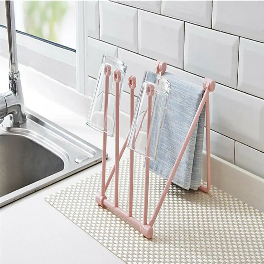 New Foldable Vertical Rag Mug Rack Holder Cup Storage Stand Kitchen Organizer