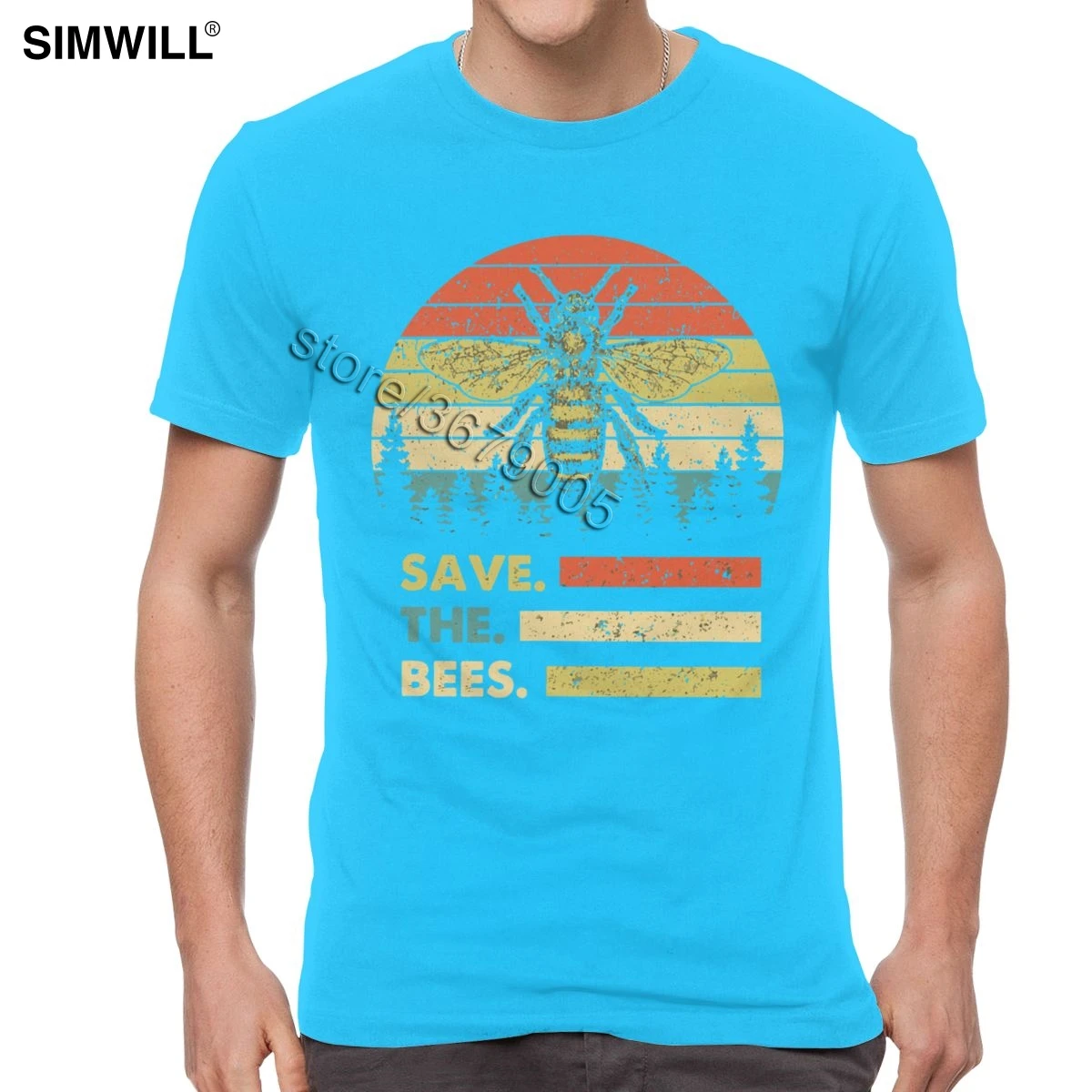 Urban vintage Save The Bee, Мужская футболка, хлопок, пчелиный хранитель, футболки, короткий рукав, летняя футболка, проблемная, с графическим принтом, футболка «honey» - Цвет: Королевский синий