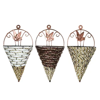 

Wall Mount Plant Holder Basket Set Indoor Iron Rack Hanging Planter Iron Vase Wall Decor Container Succulents Plant Pots