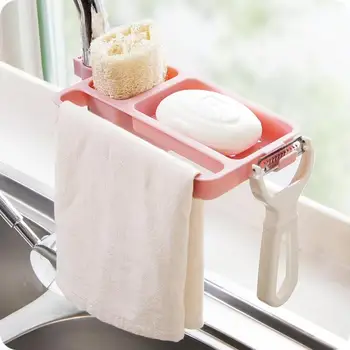 

Plastic Faucet Drain Storage Hang Rack Holder Sink Sponge Rag Bracket Organizer Double-deck Reinforcement Drainage Design