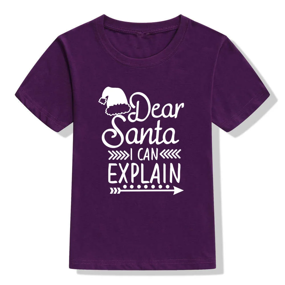 Детская Рождественская футболка с надписью «Dear Santa I Can achify» забавные рождественские футболки с графикой для мальчиков и девочек, детская Праздничная футболка, Прямая поставка - Цвет: 52X3-KSTPP-