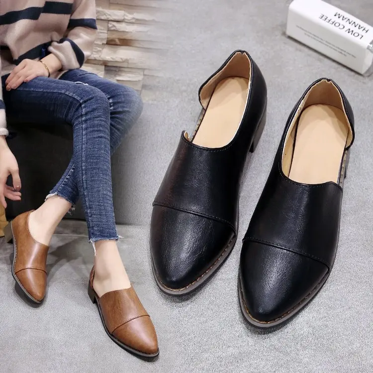 

Hot Selling Large Size 41-43 Shoes Chunky Heel Pointed 2019 New Style Casual Lazy WOMEN'S Shoes
