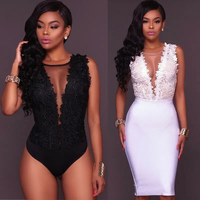Hirigin Sexy One Piece Swimsuit Women Lace Mesh V Neck Push-Up Bandage Monokini Bathing Suit Beachwear Sport Bodysuit Swimwear