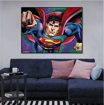 

Free shipping hand painted Modern painting superman on canvas painting for living room no frame