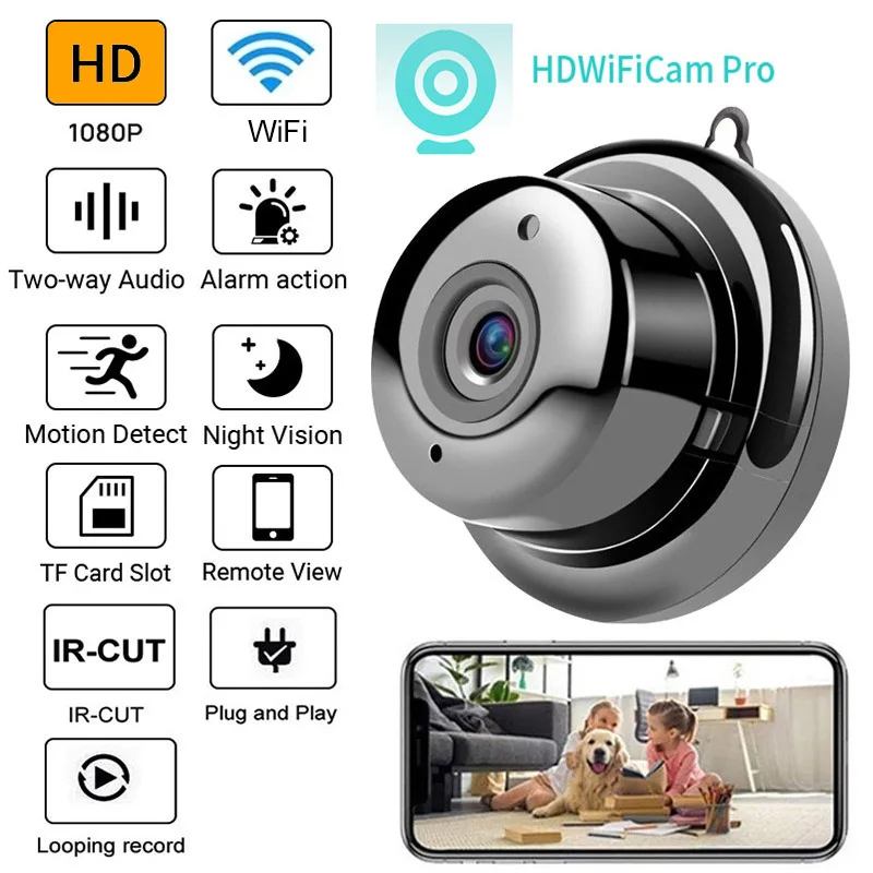 IP мини-камера Wi-Fi Micro HD 1080P беспроводное приложение ночное видение датчик движения