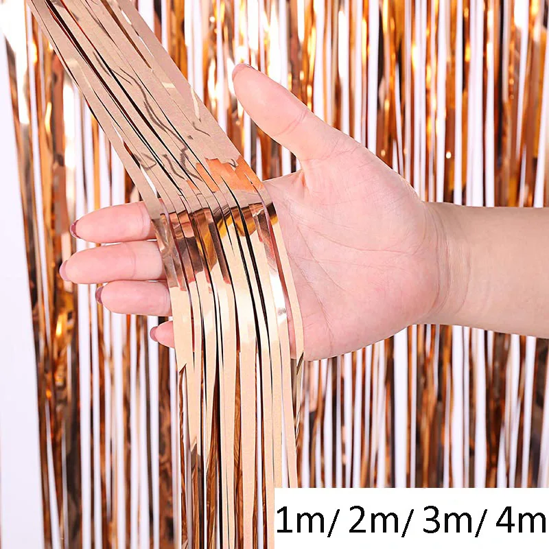 

4m Wedding Backdrop Stand PhotoBooth Kids Birthday Party Decorations Mariage Glossy Mirror Foil Fringe Curtain Baby Shower Drape