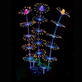 

Uniclife Orange Strip Coral Plant Ornament Glowing Effect Silicone Artificial Decoration for Fish Tank, Aquarium Landscape